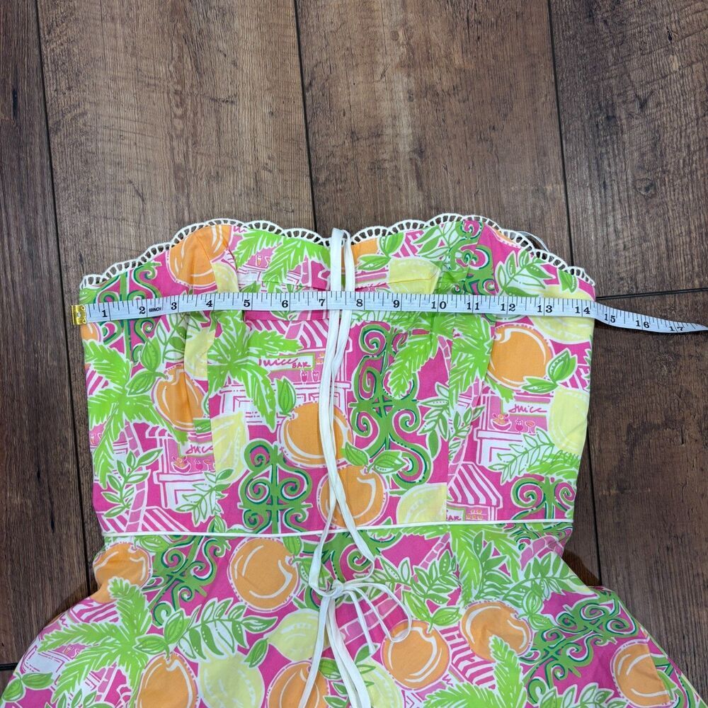 VTG Lilly Pulitzer Dress 2 Cotton Floral Lemons Strapless Zip A-Line Barbie - Picture 6 of 8